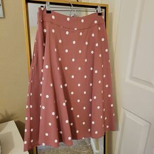Unique Vintage Pale pink polka dot midi skirt Size M 6/8